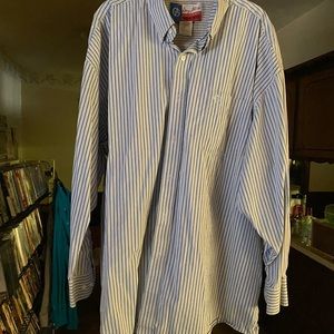 George Strait Wrangler dress western shirt, size 3X white and blue stripes